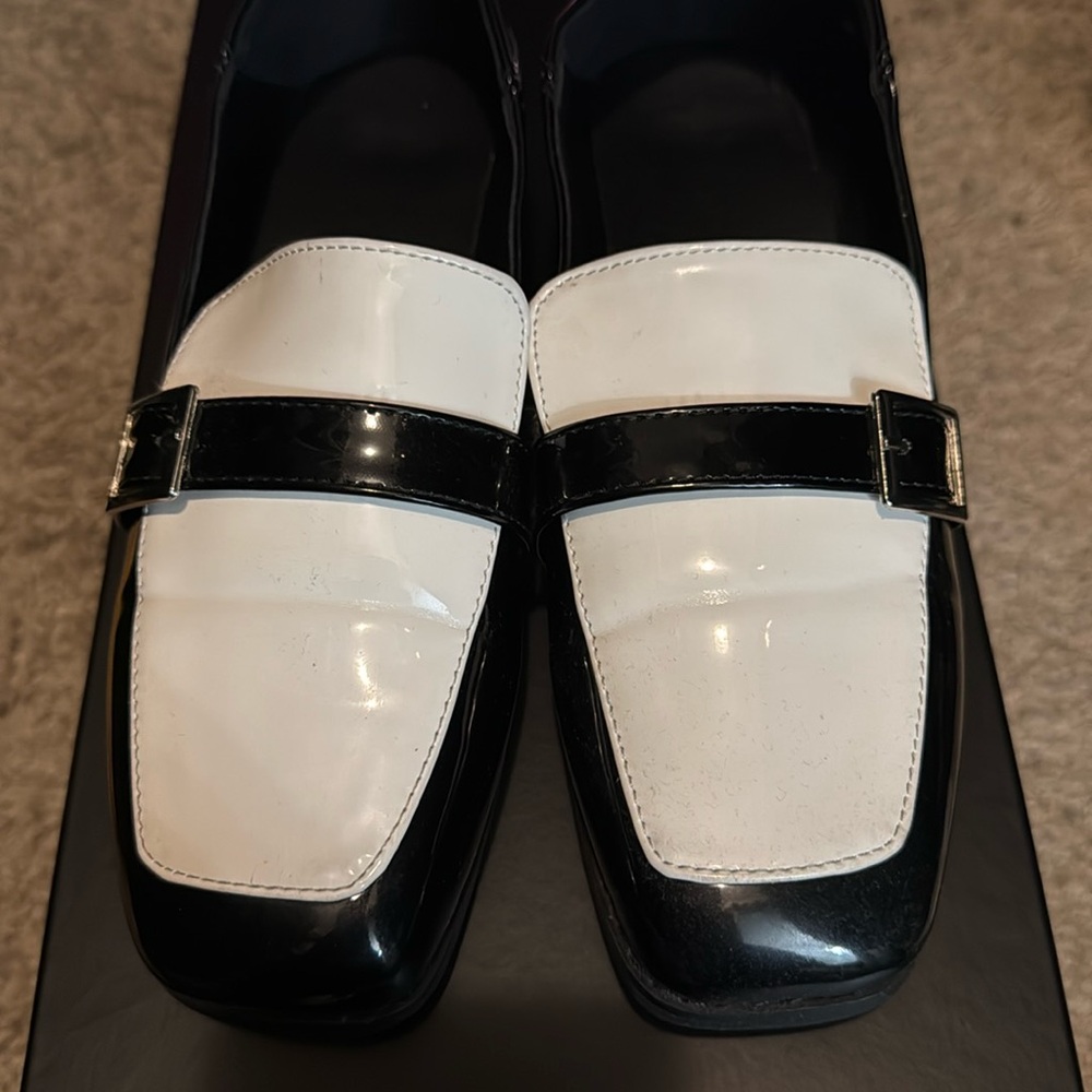 Black and white black loafers